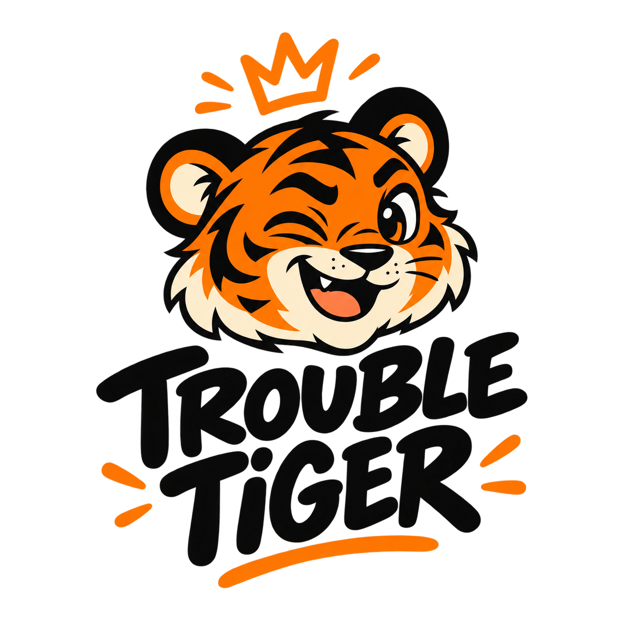 Trouble Tiger playful tiger mascot logo